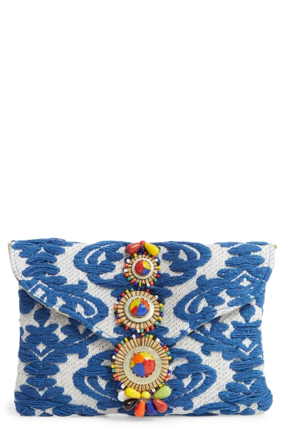 Steve Madden Beaded & Embroidered Clutch - Blue