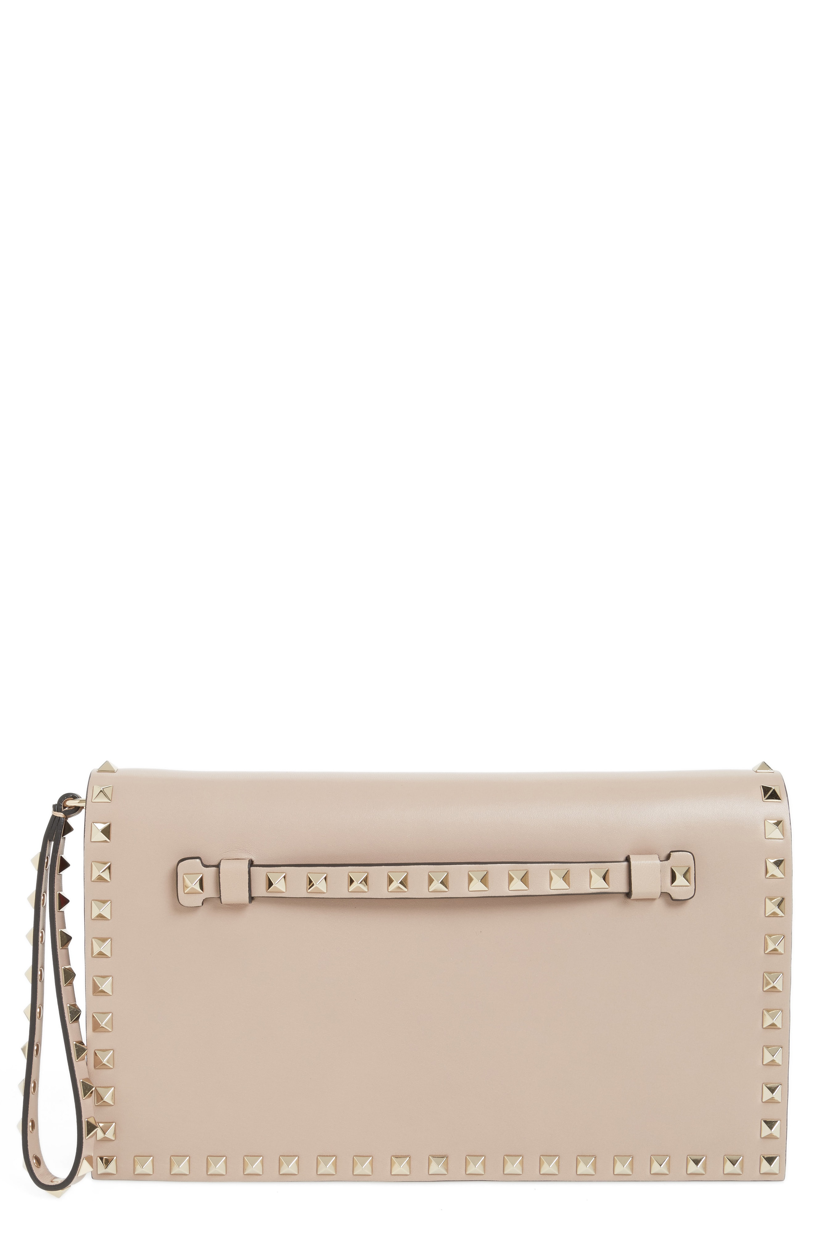 valentino rockstud clutch poudre