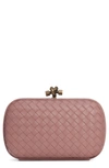 Bottega Veneta Intrecciato Leather Knot Clutch In Deco Rose/ Deco Rose