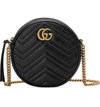 Gucci Mini Gg Matelasse Round Leather Shoulder Bag In Nero