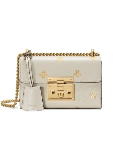 Gucci Padlock Mini Bee & Star Shoulder Bag In White