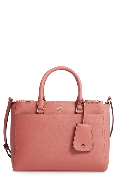 Tory Burch Small Robinson Double-zip Leather Tote - Coral In Tramonto