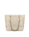 Tory Burch Fleming Leather Tote - Grey In Light Taupe/gold