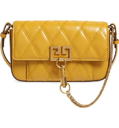 Givenchy Mini Pocket Quilted Convertible Leather Bag - Yellow In Golden