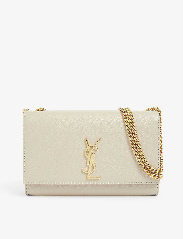 Saint Laurent 'medium Kate' Leather Chain Shoulder Bag In 114 White