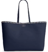 Valentino Garavani Rockstud Vitello Tote Bag In Pure Blue