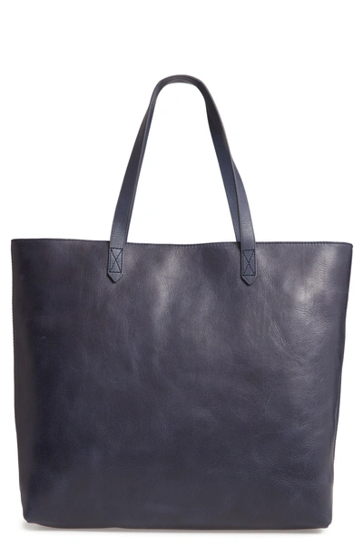 Madewell Zip Top Transport Leather Tote - Blue In Deep Navy