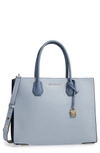 Michael Michael Kors Large Mercer Leather Tote - Grey In Pearl Grey