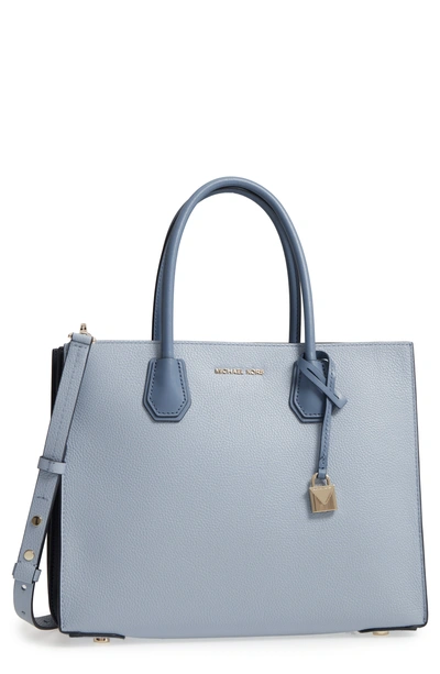 Michael Michael Kors Large Mercer Leather Tote - Grey In Pearl Grey