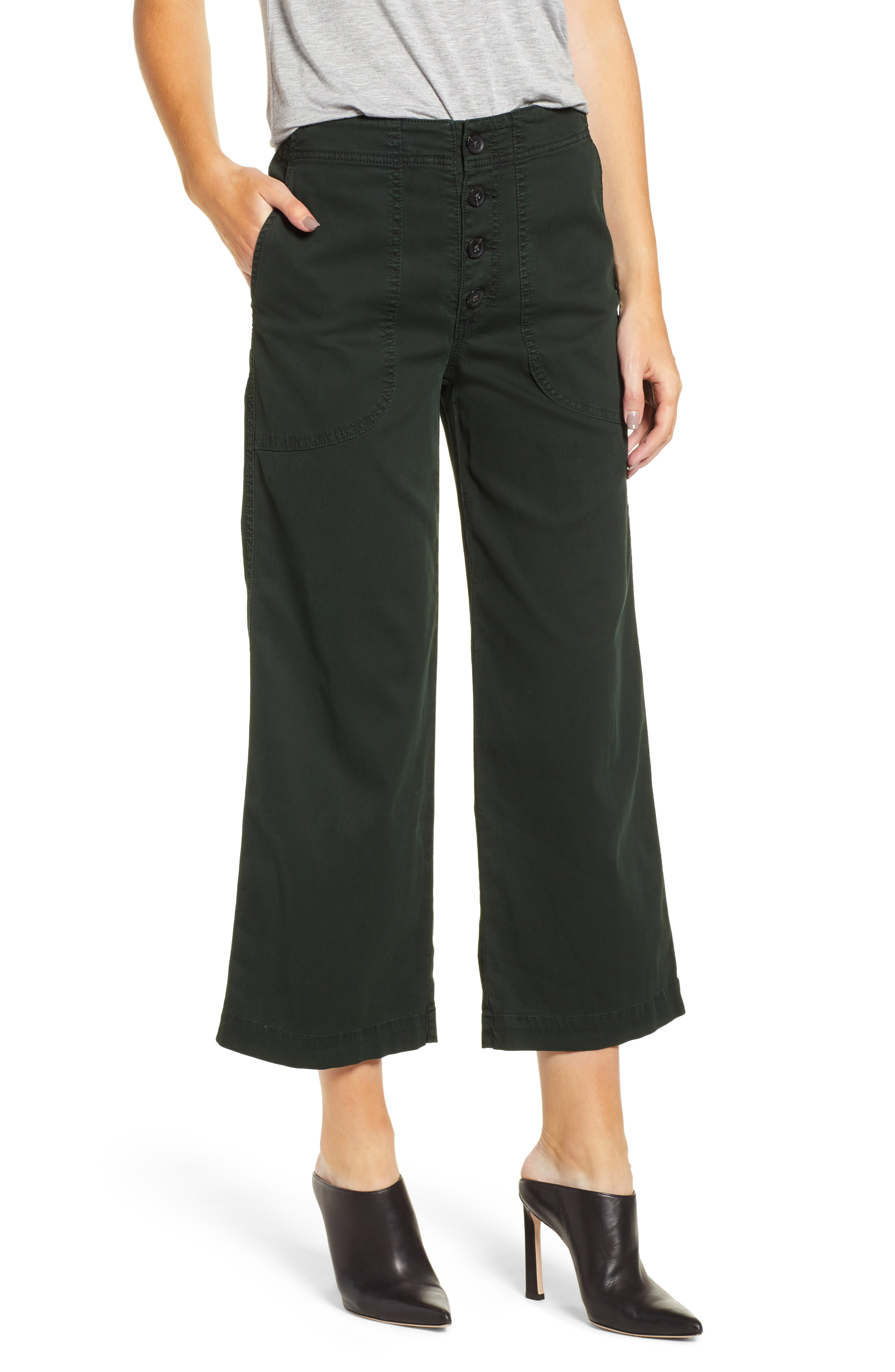 high waisted cropped wide leg jeans