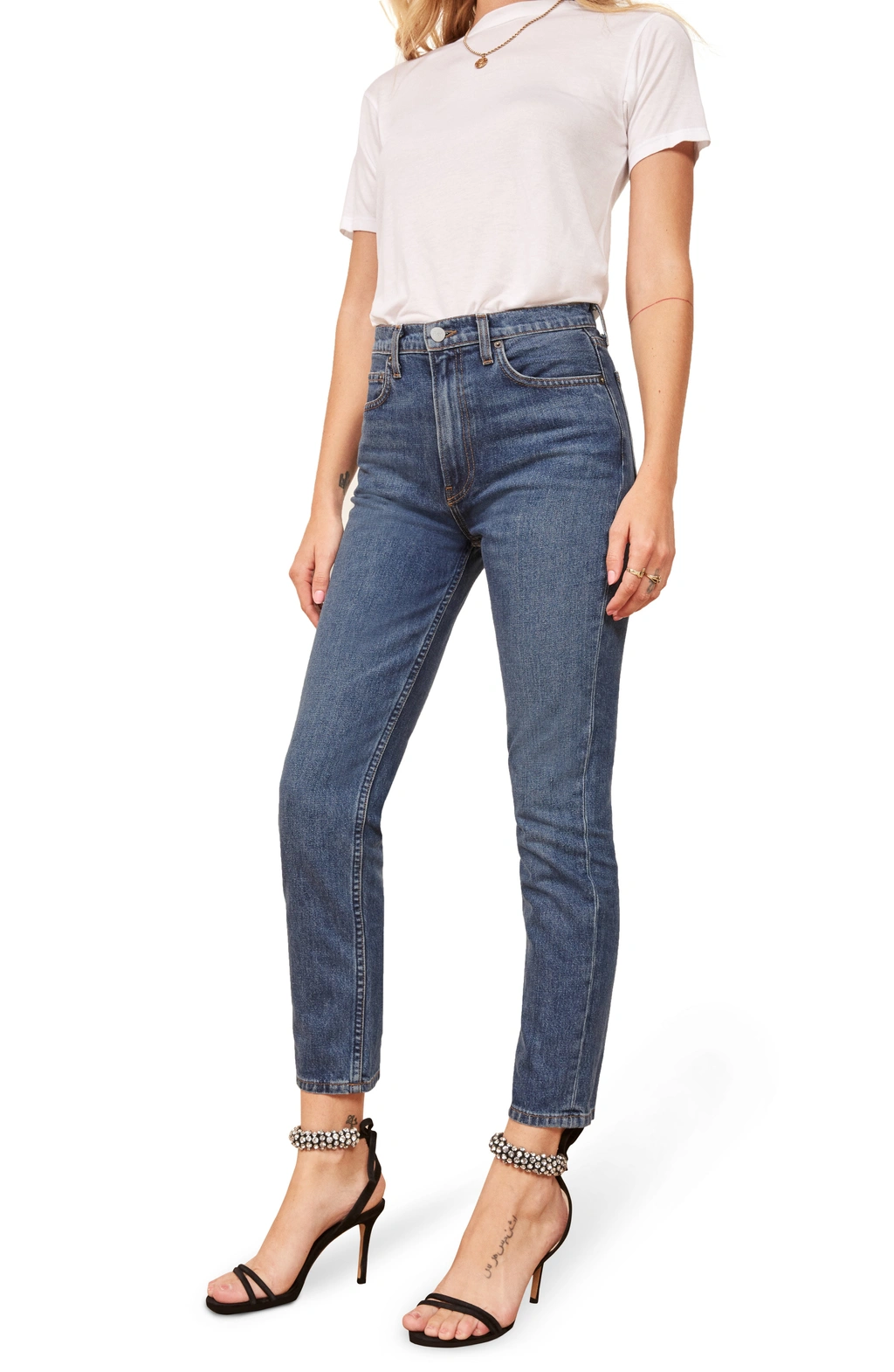 Reformation Julia High Waist Cigarette Jeans In Baltic ModeSens