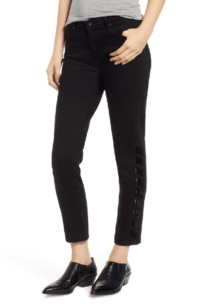 Ag The Prima Cropped Mid-rise Jeans With Intertwined Sides In Super Black