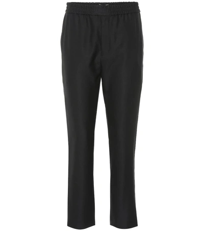 Saint Laurent Wool & Mohair Tuxedo Stripe Track Pants In Black