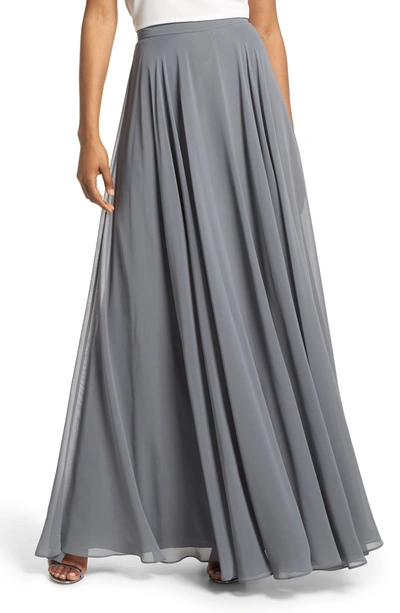 Jenny Yoo Hampton Long A-line Chiffon Skirt In Denmark Blue