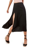 Reformation Zoe Side Slit Midi Skirt In Black