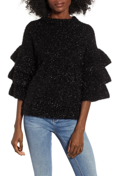 Endless Rose Tiered Sleeve Sweater In Black