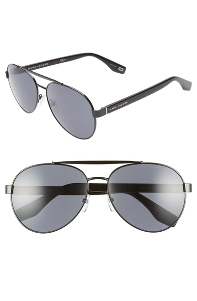 Marc Jacobs 60mm Aviator Sunglasses In Black