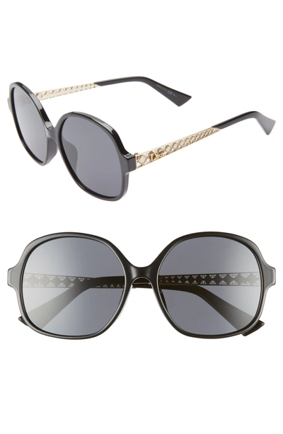 Dior Ama 58mm Special Fit Round Sunglasses - Black