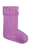 Hunter Original Short Cable Knit Cuff Welly Boot Socks In Thistle