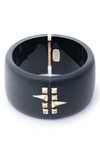 Alexis Bittar Golden Studded Hinge Bracelet In Black