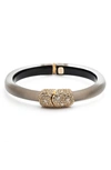 Alexis Bittar Crystal Encrusted Clasp Skinny Bangle In Silver