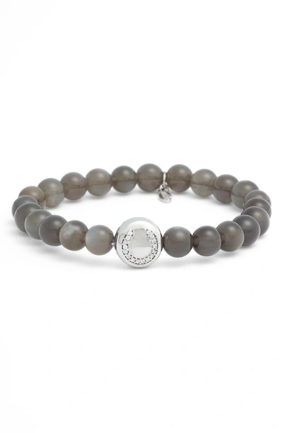 Anzie Boheme Horseshoe Moonstone Bead Bracelet In Silver/ Grey Moonstone