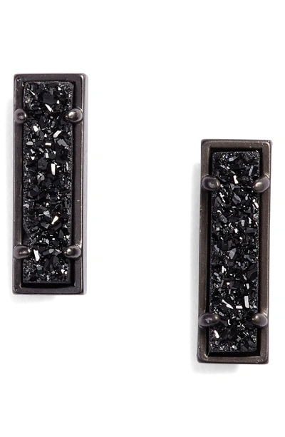 Kendra Scott Lady Stud Earrings In Black Drusy/ Gunmetal