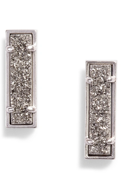 Kendra Scott Lady Stud Earrings In Platinum Drusy/ Silver