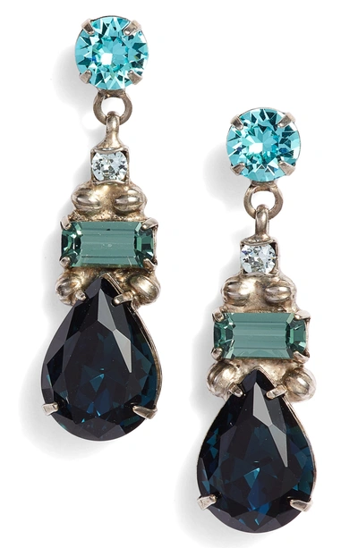 Sorrelli Pear Crystal Drop Earrings In Blue Multi