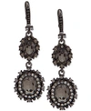 Marchesa Hematite-tone Crystal Double Drop Earrings