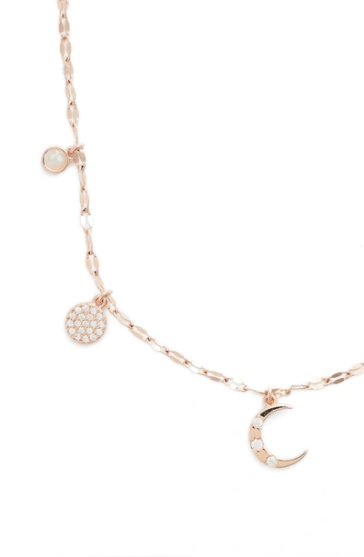 Jules Smith Lunette Necklace In Rose Gold/ Opal