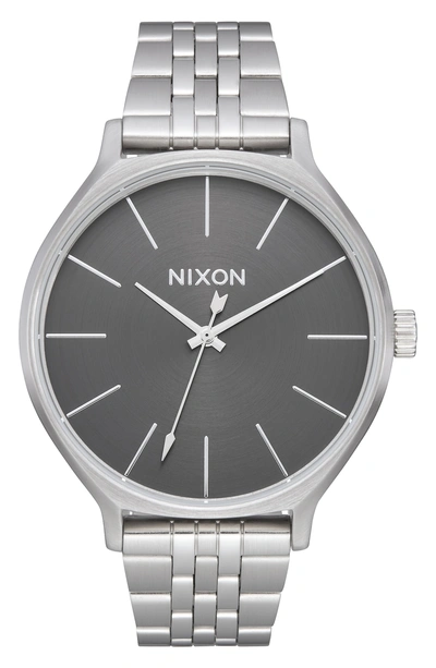 Nixon The Clique Bracelet Watch, 38mm In Silver/ Grey/ Silver