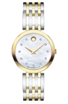 Movado Esperanza Diamond Bracelet Watch, 28mm In Silver/ White Mop/ Gold