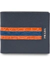 Prada Leather Mesh Bifold Wallet - Blue