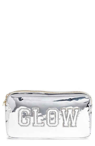 Stoney Clover Lane Glow Small Patent Makeup Bag In Silver