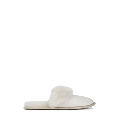 Gushlow & Cole Shearling Slippers In White