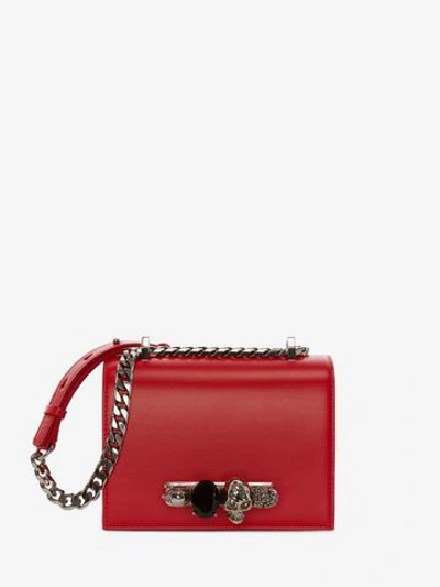 Alexander Mcqueen Jewelled Satchel Small Leather Shoulder Bag In Lust Red