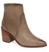 Frye Flynn Short Leather Western Boots In Grey Leather