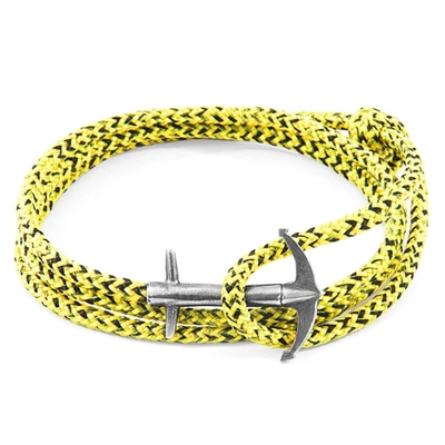 Anchor & Crew Yellow Noir Admiral Anchor Silver And Rope Bracelet