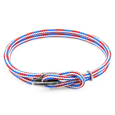 Anchor & Crew Project-rwb Red White And Blue Padstow Silver And Rope Bracelet