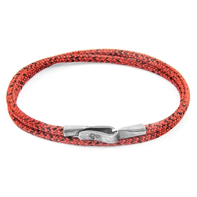 Anchor & Crew Red Noir Liverpool Silver And Rope Bracelet