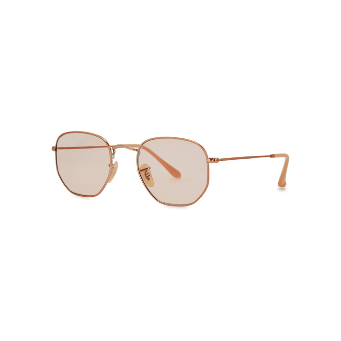 Ray Ban Rose Goldtone Ovalframe Sunglasses In Copper ModeSens