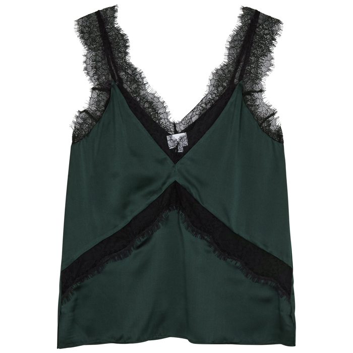 Cami Nyc The Josie Green Lace And Silk Top In Dark Green ModeSens