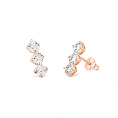 Dinny Hall Rose Gold Gem Drop Trilogy Bar Studs