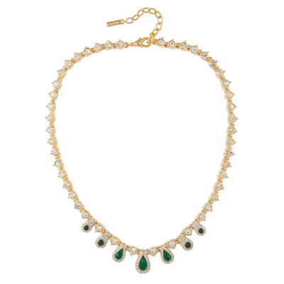 Susan Caplan Vintage 1980s Vintage Dorlan Faux Emerald Swarovski Crystal Necklace