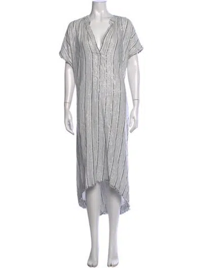 Pre-owned 9seed Striped Midi Length Dress In White