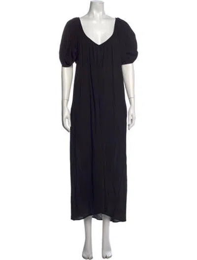 Pre-owned 9seed V-neck Long Dress In Black