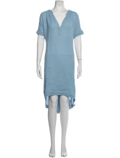 Pre-owned 9seed V-neck Midi Length Dress In Blue