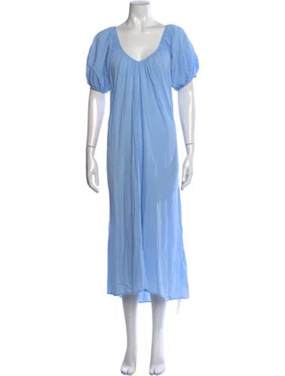 Pre-owned 9seed V-neck Midi Length Dress In Blue