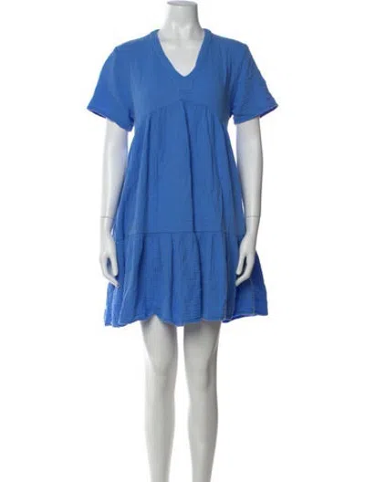 Pre-owned 9seed V-neck Mini Dress In Blue